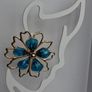 Gold & Teal Sakura Blossom Floral Statement Earrings Image 7