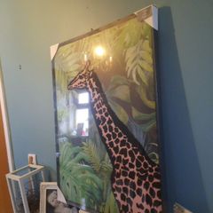 large framed canvas giraffe pictue