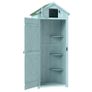 Wooden Garden Shed with 3 Shelves, Vertical Utility Shed Outdoor Tool Storage Cabinet, 77 x 54.2 x 179cm, Blue Image 2