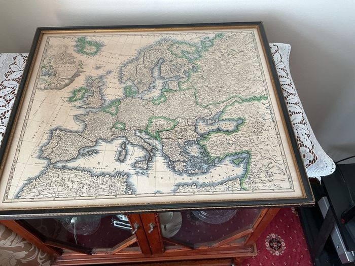 Antique map of Europe in vintage frame