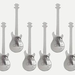 10 Stainless Steel Guitar Shaped Spoons (new).