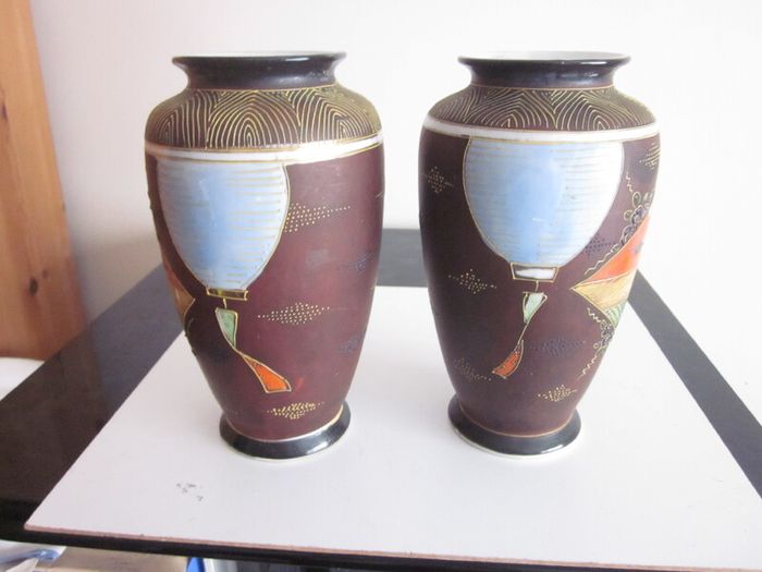 Vintage Pair of Japanese Satsuma Vases