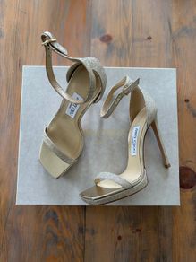 Jimmy Choo Alva 120 Platinum Ice Dusty Glitter Brand New