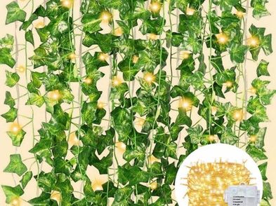 New 12 Pack 120 Leds Artificial Ivy Garlandfake Ivy Garland Vines Green ...