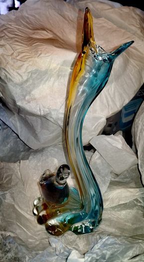 Handblown Murano bird vase