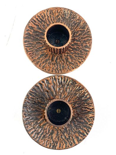 Mid Century Brutalist Bronze Candlesticks