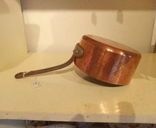 Vintage copper  chefs saucepan tinned interior