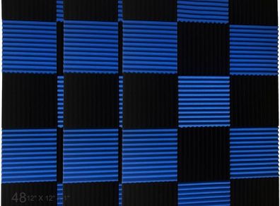 MULTIPLE COLOURS AVAILABLE 48 x Acoustic Foam Wedges Wall Panels - 1" x 12" x 12" - Purple / Black - Sound Absorption for Studios 1" x 12" x 12"