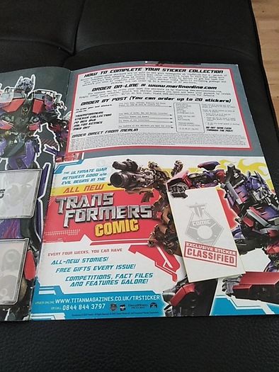 Transformers sticker collection book