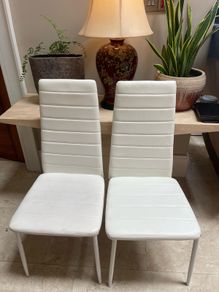 2 x Matching White Leather Kitchen Dining Chairs - Can Deliver