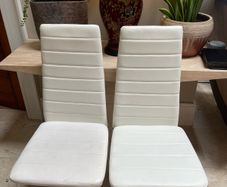2 x Matching White Leather Kitchen Dining Chairs - Can Deliver