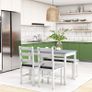 Dining Set, 4-Piece Dining Table Set, 1 Table, 1 Bench, 2 Chairs, Gray + White Image 2