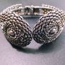 Silver tone textured hinged cuff bracelet Image 4