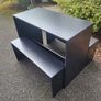 Black bench table with 2 seating benches Image 2