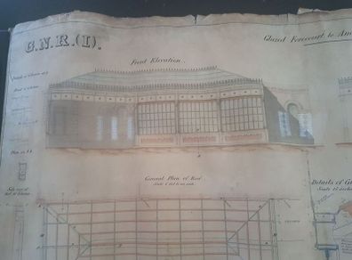 Antique original drawings of Amiens Street Station, Dublin 1