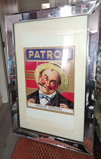 Vintage picture in heavy mirror frame