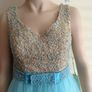 Brand new Pearl beaded DEBS Dress / Princess dress in Blue / AQUA Image 8