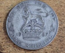 Great Britain UK 1927, One Shilling, George V, Silver Coin - free standard postage