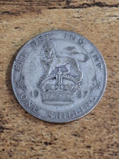 Great Britain UK 1927, One Shilling, George V, Silver Coin - free standard postage