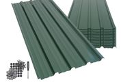 14-Pack Corrugated Metal Roofing Sheets - Green - Galvanised Steel Waterproof Rust-Resistant Heavy Duty Panels 110x46cm for Shed Outbuilding Shelter Roof Repair