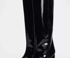 Zara Patent Effect Heeled Boots Black