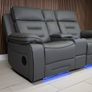 Knox 2 Seater Dark Grey Electric Leather Recliner Sofa Image 3