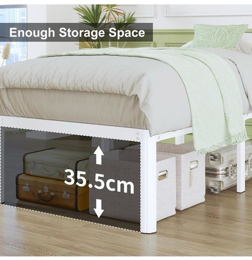41 cm King Size Bed Frame with Rounded Corner Legs, 5ft Metal Platform