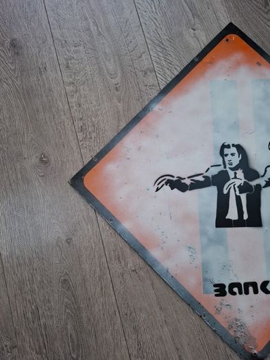 Banksy Reproduction Sheet Metal Road Sign Pulp Fiction