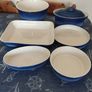 Vintage CCF France 6 Piece Stoneware Set Cobalt Blue Stork Mark Image 4