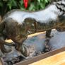 Antique Cast Iron Lion Figurine on Wooden Base Image 8