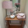 Cut Glass Pillar Lamp with Dusty / Dusky Faux Suede Drom Shade Image 5