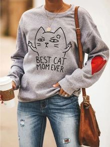 Best cat mom ever cool funny sweatshirt