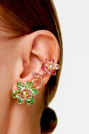 Swarovski earrings and ear cuff