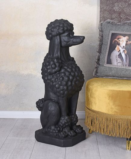 Large Black Poodle Garden Statue 80cm  Luxury Dog Sculpture for Garden, Patio, Entrance & Driveway