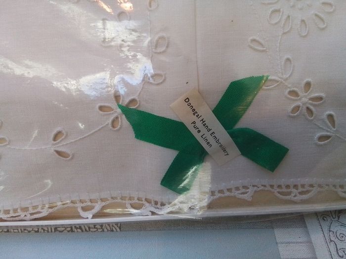 Hand Embroidered Donegal linen Tray Cloth
