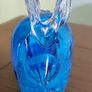 Vintage Art Glass Blue Bunny Rabbit Details Smooth Bottom Paperweight Shelf Desk Image 2