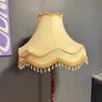Vintage wooden standard lamp, fringe lampshade Image 2