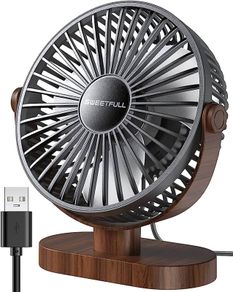 Desk Fan, Small USB Desk Fan Silent, 3 Speeds Portable Personal Desktop Fan, Dual 360 Degree Adjustment Mini Fan, Quiet Operation for Home,Office,School and Outdoor