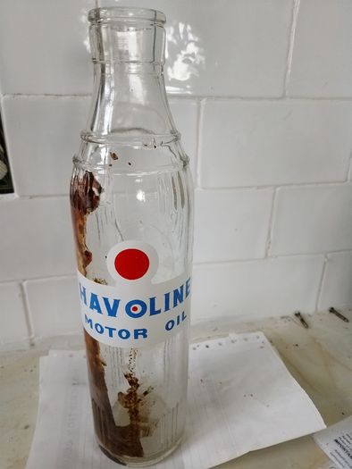 Vintage Havoline Motor Oil glass bottle
