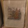 Mads Stage Danish Artist Watercolor Print Lithograph Cafe Buildings Image 5