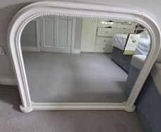 White Overmantel Mirror with beaded detail