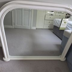 White Overmantel Mirror with beaded detail