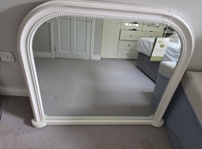 White Overmantel Mirror with beaded detail