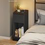 Slim Bedside Tables with Charging Station and LED Light, Set of 2 Narrow Side End Tables, USB Ports, Drawer and Open Compartment, for Bedroom, Living Room, Ebony Black Image 3