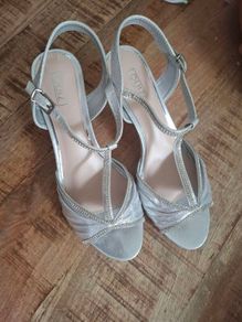 Silver shoes Size 7 and Bag