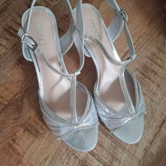 Silver shoes Size 7 and Bag