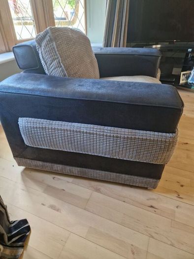 3 seater and two armchairs grey black