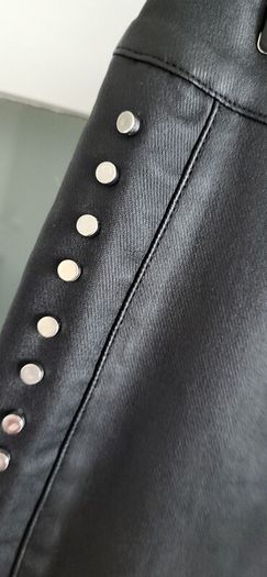 BANNED APPAREL Alternative Black Waxed Jeggings with Silver Studded Seams - Sz L (Fit 14-16UK) - Bnwt Rrp 89