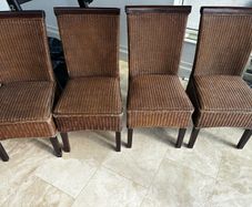 Set of 4 Woven Rattan Dining Chairs