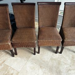 Set of 4 Woven Rattan Dining Chairs